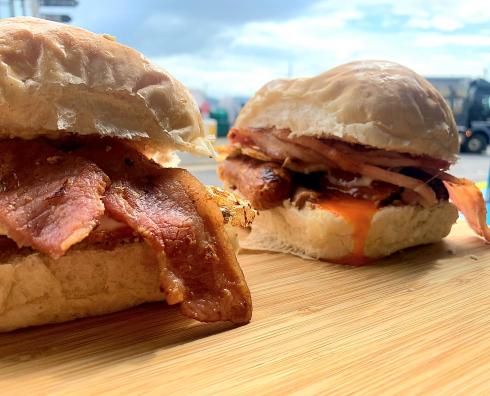 Tasty baps -  bacon, egg & sausage